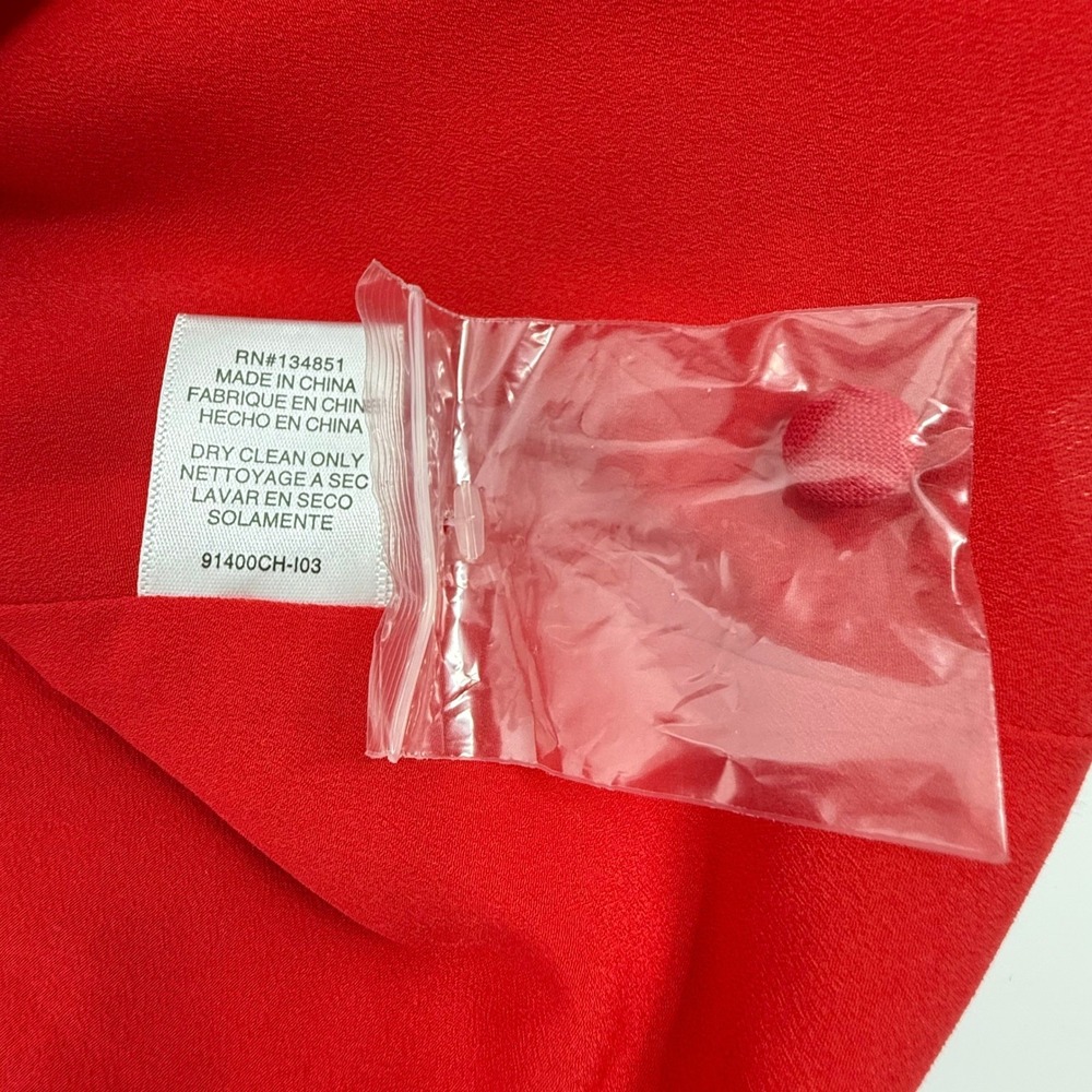 Charles Henry Midi Dress Womens Large Red Linen Tie Shoulder Button Front - Picture 10 of 11